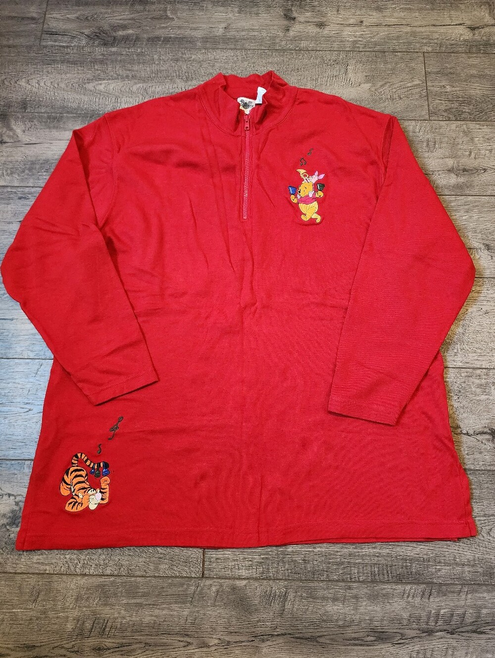 VTG Disney Catalog Size XL Winnie the Pooh and Piglet 1/2-Zip Long-Sleeve Shirt
